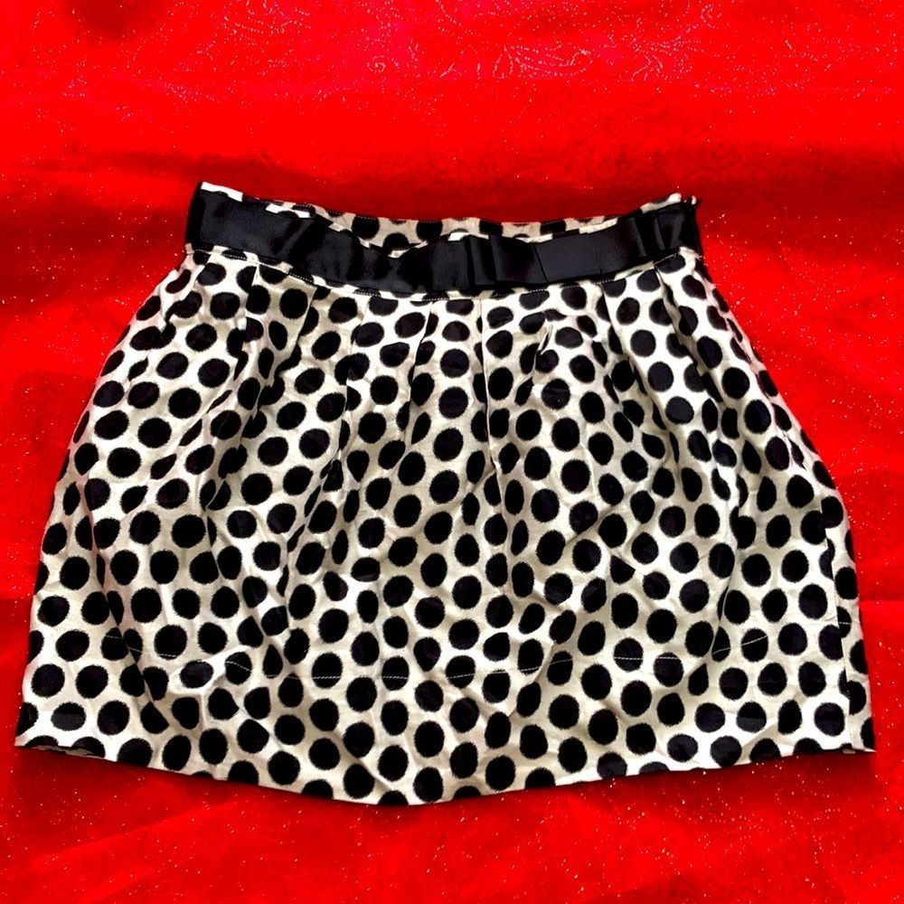 Twenty One Polka Dot Pleated Mini Skirt Black & White